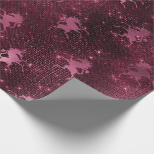 Unicorn Sequin Black Spark Marsal Glitzer Burgundy Geschenkpapier
