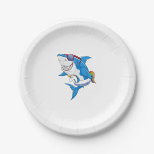 Unicorn Shark Pool Party Shirt Kinder Jungen Spaß Pappteller