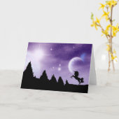 Unicorn Shilhouette mit Lila Himmel Karte (Gelbe Blume)