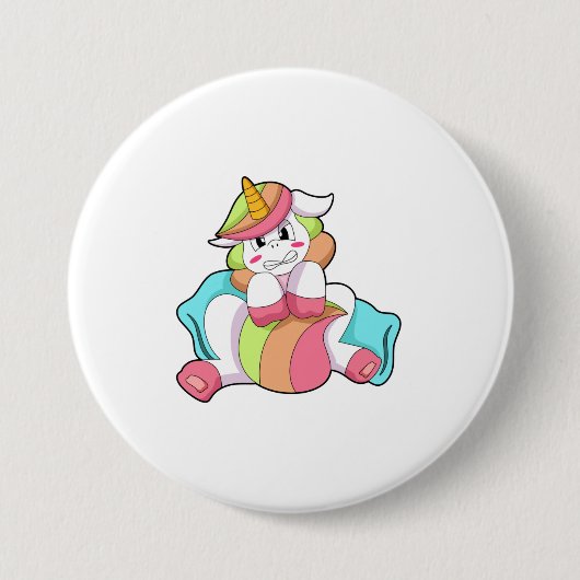 Unicorn Shy mit Kissen Button (Vorderseite)