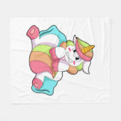 Unicorn Shy mit Kissen Fleecedecke (Vorderseite (Horizontal))