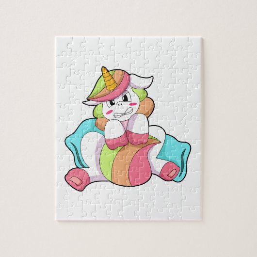 Unicorn Shy mit Kissen Puzzle (Vertikal)