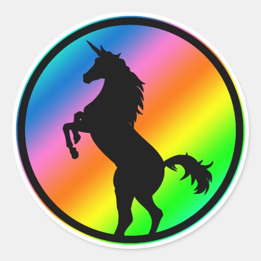 Unicorn Silhouette Black Runder Aufkleber (Vorderseite)