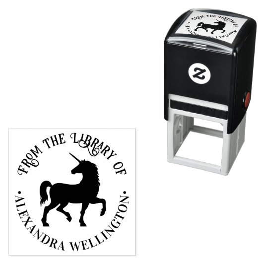 Unicorn-Silhouette "From the Library" Permastempel (Beispiel)