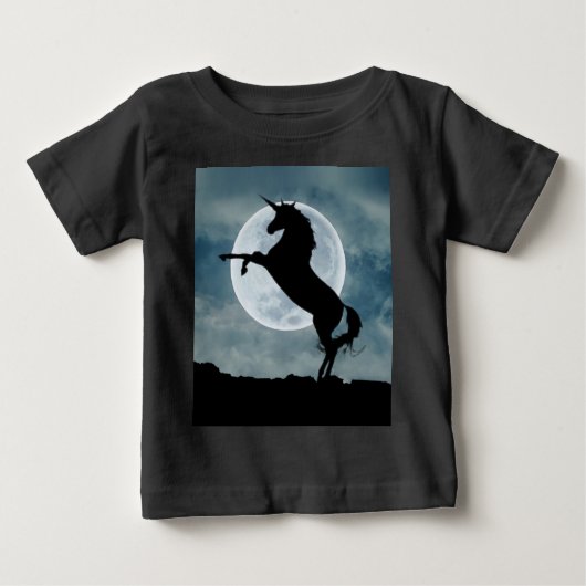 Unicorn Silhouette Full Moon Night Sky, ZKOA Baby T-shirt (Vorderseite)