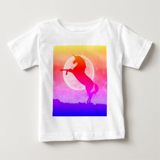 Unicorn Silhouette Full Moon Night Sky, ZKOA Baby T-shirt (Vorderseite)