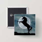 Unicorn Silhouette Full Moon Night Sky, ZKOA Button (Vorne & Hinten)