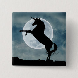 Unicorn Silhouette Full Moon Night Sky, ZKOA Button