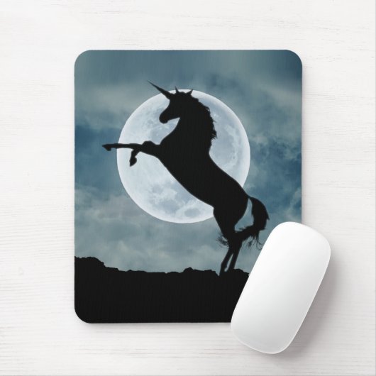 Unicorn Silhouette Full Moon Night Sky, ZKOA Mousepad (Mit Mouse)