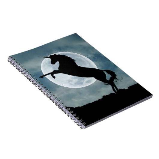 Unicorn Silhouette Full Moon Night Sky, ZKOA Notizblock (Rechte Seite)