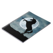 Unicorn Silhouette Full Moon Night Sky, ZKOA Notizblock (Linke Seite)