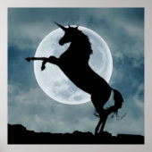 Unicorn Silhouette Full Moon Night Sky, ZKOA Poster (Vorne)