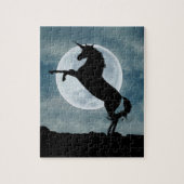 Unicorn Silhouette Full Moon Night Sky, ZKOA Puzzle (Vertikal)