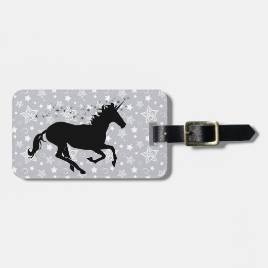 Unicorn-Silhouette Gepäckanhänger (Vorderseite horizontal)