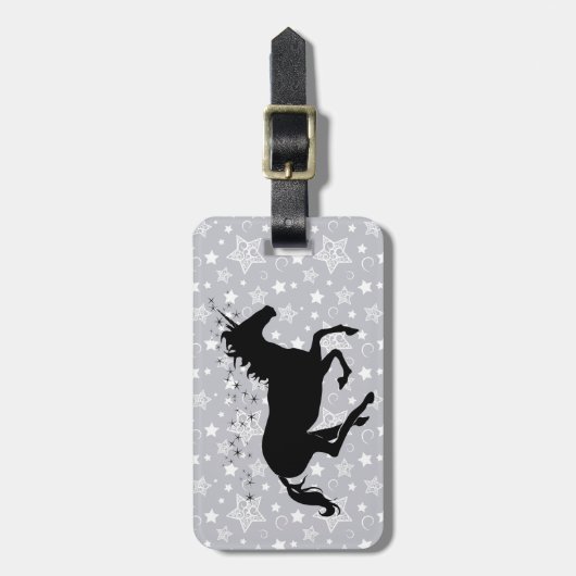 Unicorn-Silhouette Gepäckanhänger (Vorderseite vertikal)