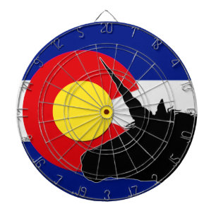 Unicorn-Silhouette über der Colorado-Flagge Dartscheibe
