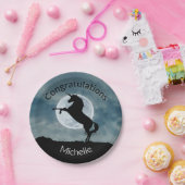 Unicorn Silhouette Vollmond Herzlichen Glückwunsch Pappteller (Party)