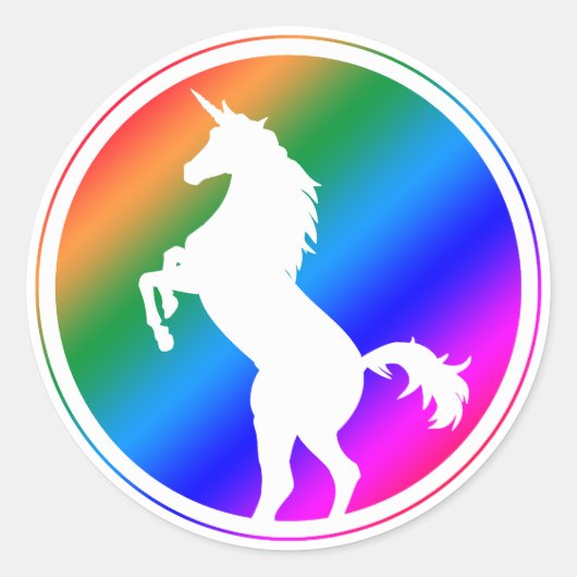 Unicorn Silhouette White Runder Aufkleber (Vorderseite)