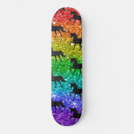 Unicorn Silhoutte Rainbow Glitter LGBTQ Pride Skateboard