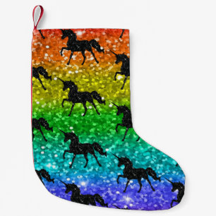 Unicorn Silhoutte Rainbow Glitzer LGBTQ Prix Kleiner Weihnachtsstrumpf