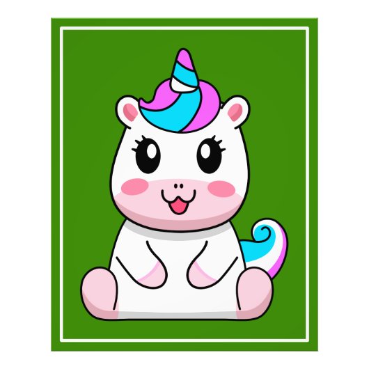 Unicorn Sitting Cartoon Fotodruck (Vorne)