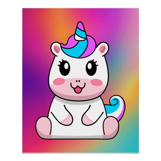 Unicorn Sitting Cartoon Poster (Vorderseite)