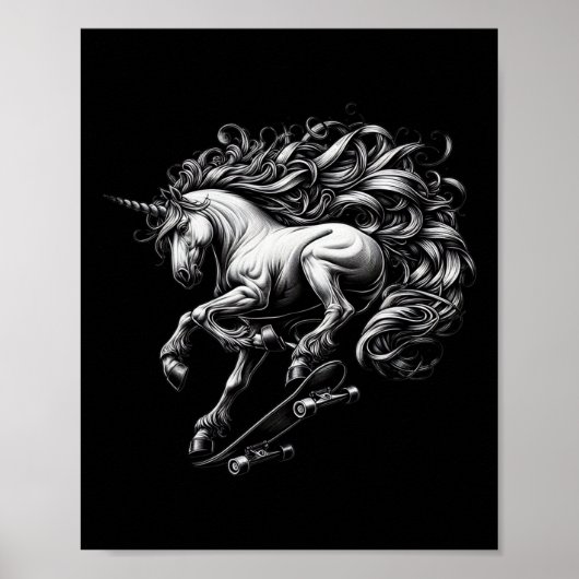 Unicorn Skateboard Mythical Creature Savage Meme F Poster (Vorne)