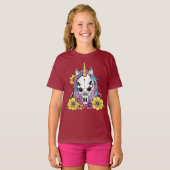 Unicorn Skull Flowers Pastel Goth Soft Grunge Goth T-Shirt (Vorne ganz)
