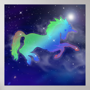 Unicorn Sky Startnight Poster
