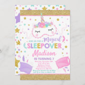 Unicorn Sleepover Party Einladung Slumber Party (Vorne/Hinten)