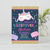 Unicorn Sleepover Party Einladung Slumber Party (Stehend Vorderseite)