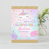 Unicorn Sleepover Party Einladung Slumber Party (Stehend Vorderseite)