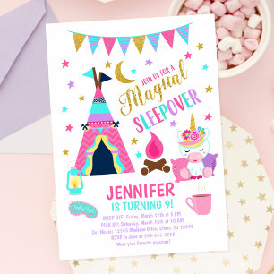 Unicorn Sleepover Party Geburtstag Einladung