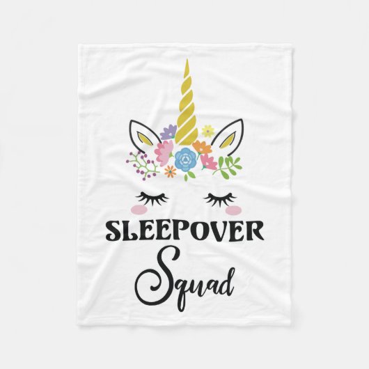 Unicorn Sleepover Squad Birthday Slumber Party Fleecedecke (Vorderseite)