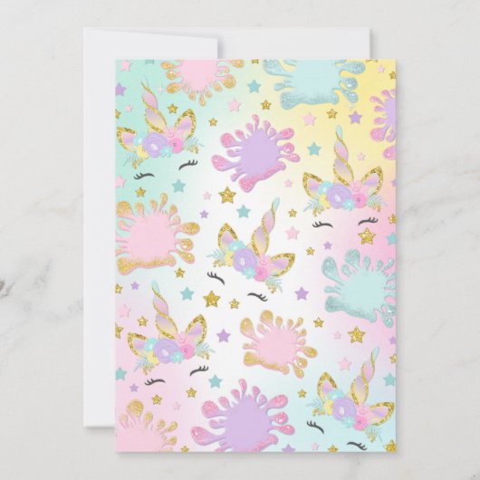 Unicorn Slime Birthday Einladung Slime Party (Rückseite)