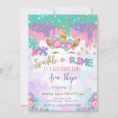 Unicorn Slime Birthday Einladung Slime Party (Vorderseite)