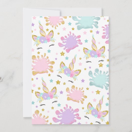 Unicorn Slime Birthday Einladung Slime Party (Rückseite)