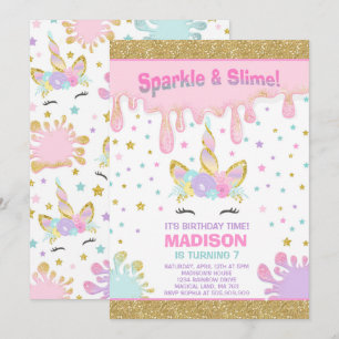 Unicorn Slime Birthday Einladung Slime Party