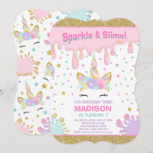 Unicorn Slime Birthday Einladung Slime Party
