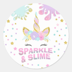 Unicorn Slime Party Fevor Tag Sticker Slime Party