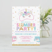 Unicorn Slumber Party Birthday Invitation Pajama Einladung (Stehend Vorderseite)