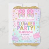 Unicorn Slumber Party Geburtstag Einladung (Vorderseite)
