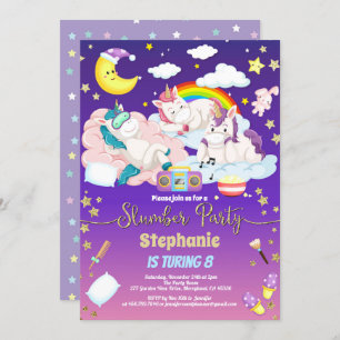Unicorn Slumber Party Geburtstagsleepos Einladung