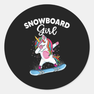 Unicorn Snowboarden Skifahren Klettern Runder Aufkleber