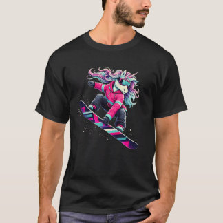 Unicorn Snowboardfahrer Winter Extremsportarten T-Shirt