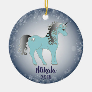 Unicorn Snowflake Personalisierter Weihnachtsschmu Keramik Ornament