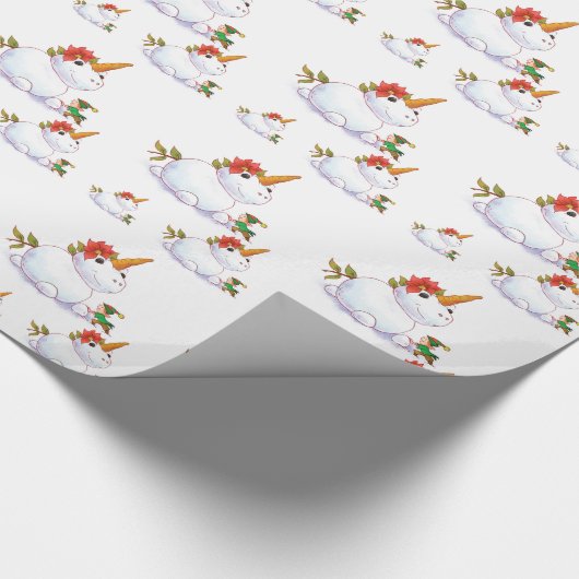 Unicorn Snowman Geschenkpapier (Ecke)