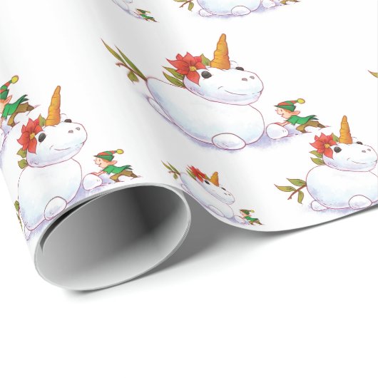 Unicorn Snowman Geschenkpapier (Rolleneckpunkt)