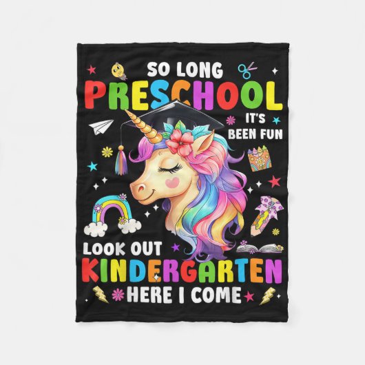 Unicorn So Long Pre K Graduation Kindergarten Here Fleecedecke (Vorderseite)