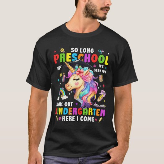 Unicorn So Long Pre K Graduation Kindergarten Here T-Shirt (Vorderseite)
